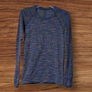 EUC Rare Lululemon Swiftly Tech Long Sleeve Love 🌈  Size 6 Black Rainbow